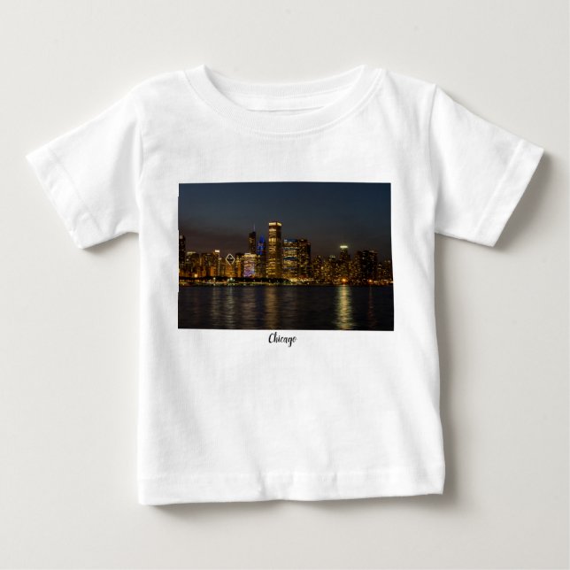 Night Skyline Chicago Pano Baby T-shirt (Vorderseite)