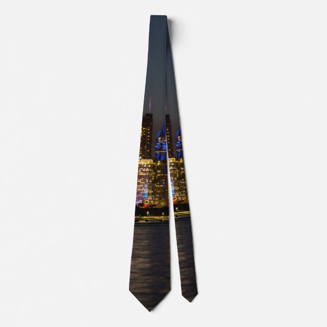 Night Skyline Chicago Pano Neck Tie Krawatte (Vorderseite)