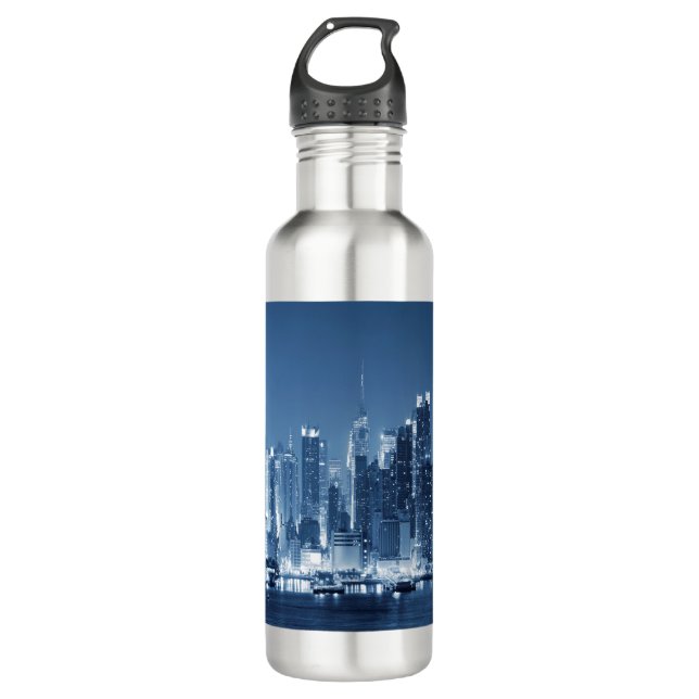 Night Skyline New York City Manhattan Trinkflasche (Vorderseite)