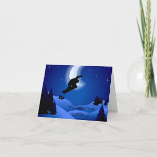 Night Snowboarden und Moon Snowboarder Dankeskarte