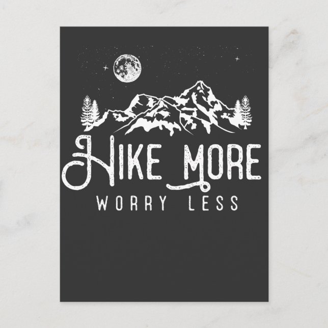 Night Stars Sky Mountains Forest Wandern Camping Postkarte (Vorderseite)