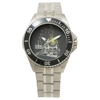 Night Steam Train Wrist Watch Armbanduhr