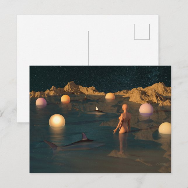 Night Swimming Postkarte (Vorne/Hinten)