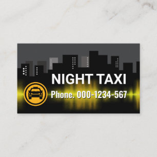Night Taxi City Gebäude Silhouette Visitenkarte
