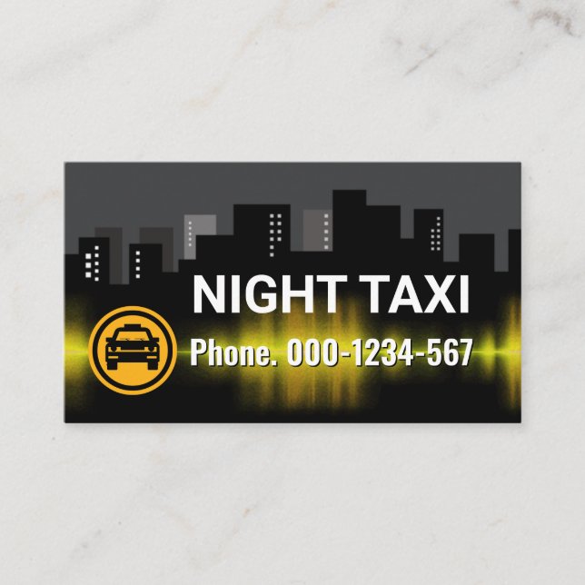 Night Taxi City Gebäude Silhouette Visitenkarte (Vorderseite)