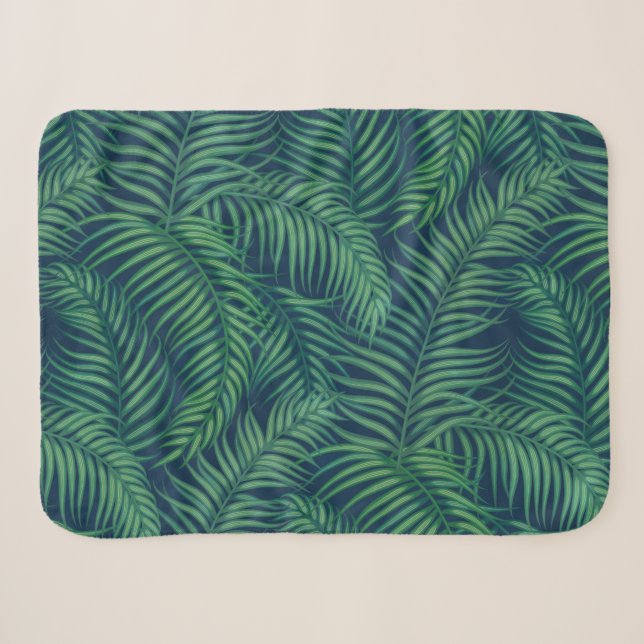 Night Tropical Palm Blätter Sherpadecke (Vorderseite (Horizontal))