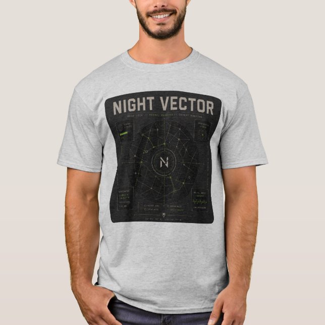 Night Vector | Grid Lock Signal Mapping T-Shirt (Vorderseite)
