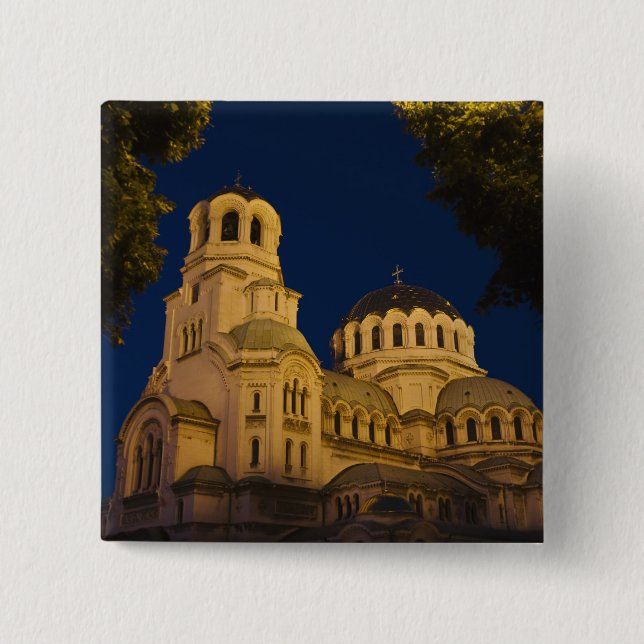 Night view mit Alexander Nevski Kathedrale Button (Vorderseite)