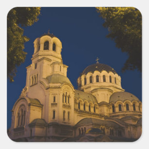 Night view mit Alexander Nevski Kathedrale Quadratischer Aufkleber