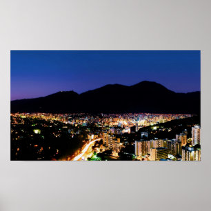 Night view of Caracas City and Avila mountain Poster