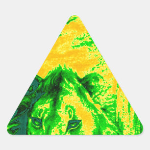 Night Vision Lion Art Fluorescent Print Dreieckiger Aufkleber