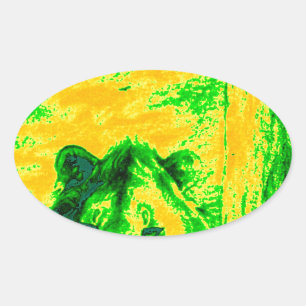 Night Vision Lion Art Fluorescent Print Ovaler Aufkleber
