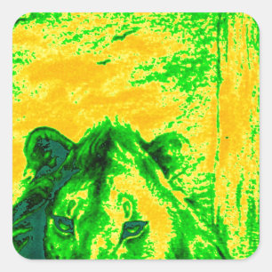 Night Vision Lion Art Fluorescent Print Quadratischer Aufkleber