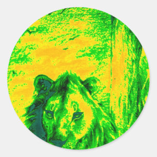Night Vision Lion Art Fluorescent Print Runder Aufkleber