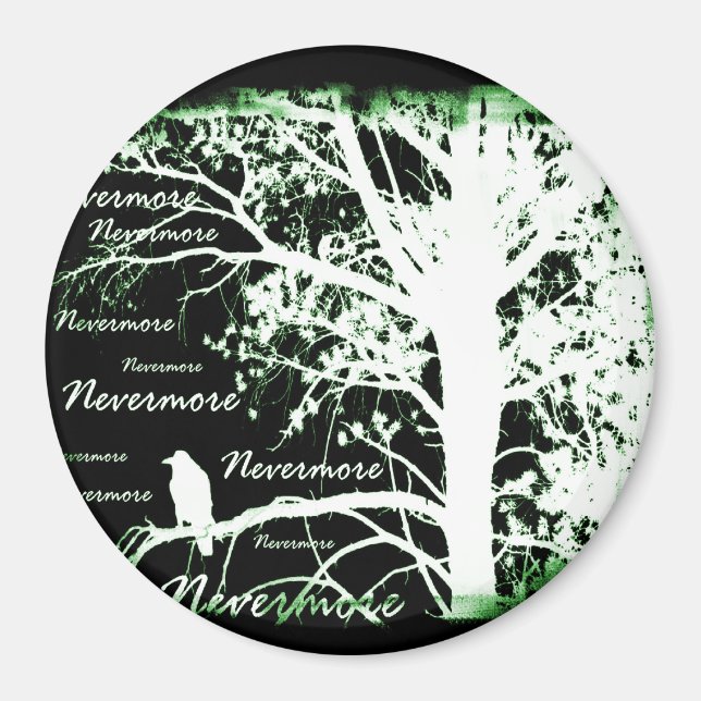 Night Vision Nevermore Raven Silhouette Magnet (Vorne)