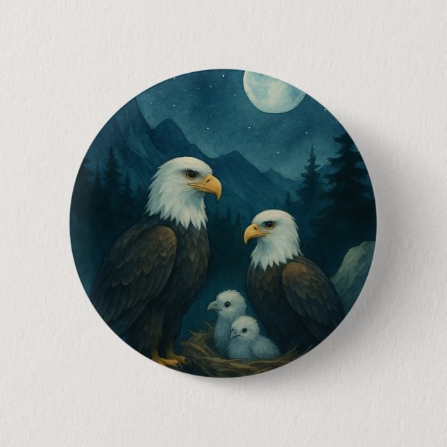 Night Watch - Adlerfamilie unter den Sternen Button (Vorderseite)