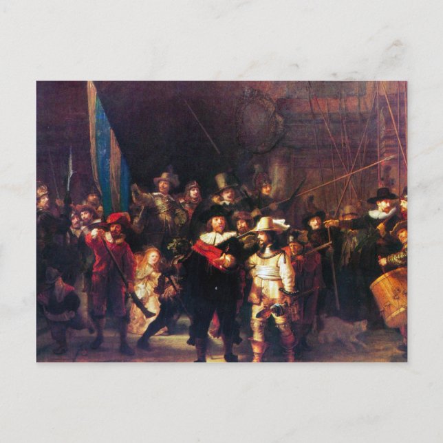 Night Watch von Rembrandt Harmenszoon van Rijn Postkarte (Vorderseite)