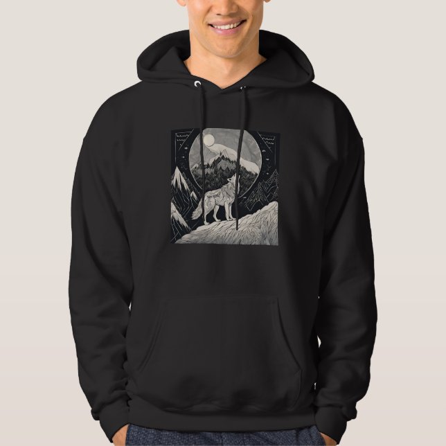 Night Wolf Howl - Mondlicht & Waldästhetik Hoodie (Vorderseite)