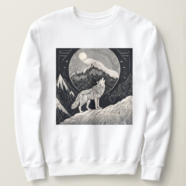 Night Wolf Howl - Mondlicht & Waldästhetik Sweatshirt (Design vorne)