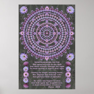 Nightblooming Mandala 5 mit Gedicht Poster