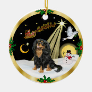 NightFlight- Cavalier King Charles (schwarz-tan) Keramikornament