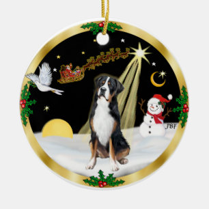 NightFlight - Großer Schweizer Hund Keramik Ornament