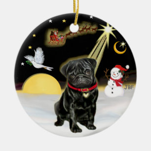 NightFlight- Schwarzer Mops (#13) Keramikornament
