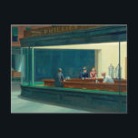 Nighthawks 1942 von Edward Hopper Postkarte<br><div class="desc">Edward Hopper sagte, dass Nighthawks von "einem Restaurant an der New Yorker Greenwich Avenue, wo sich zwei Straßen treffen" inspiriert wurde, aber das Bild - mit seiner sorgfältig konstruierten Komposition und dem Mangel an Erzählung - hat eine zeitlose, universelle Qualität, die über seine jeweilige Gegend hinausgeht. Das Gemälde ist eines...</div>