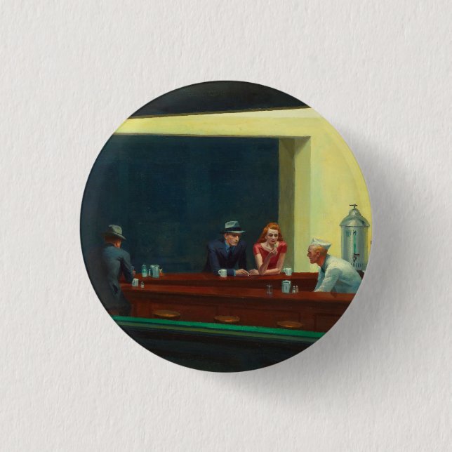Nighthawks-Gemälde von Edward Hopper  Button (Vorderseite)