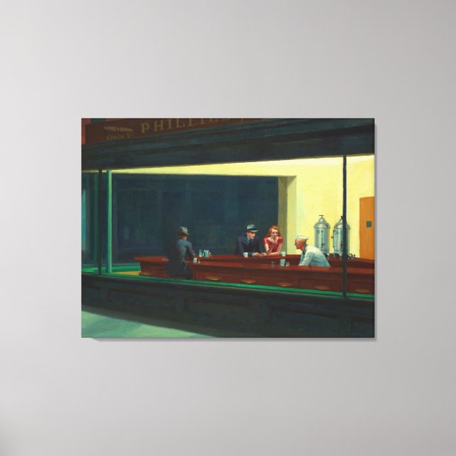Nighthawks Gemälde von Edward Hopper Leinwanddruck (Vorderseite)