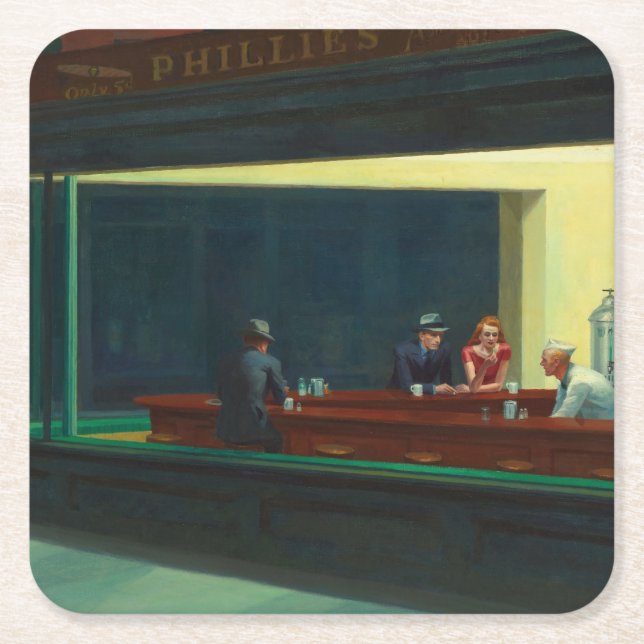 Nighthawks Gemälde von Edward Hopper  Rechteckiger Pappuntersetzer (Vorderseite)