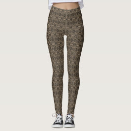 Nightingale Brown Abstract Acrylic Art Leggings