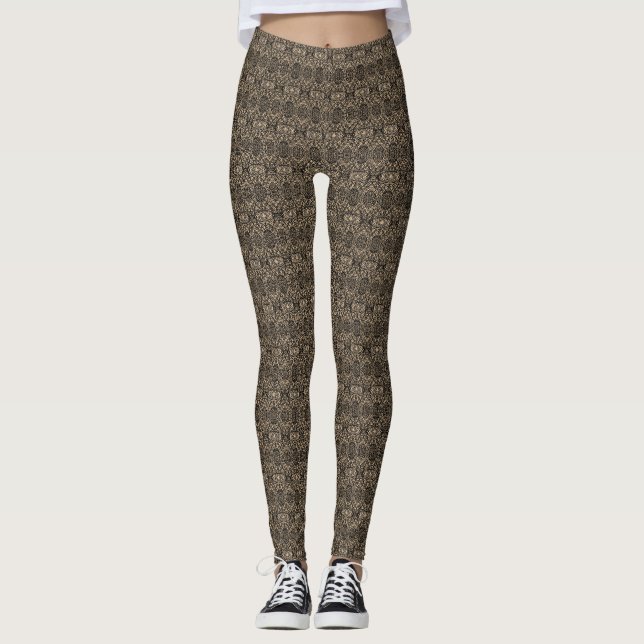 Nightingale Brown Abstract Acrylic Art Leggings (Vorderseite)