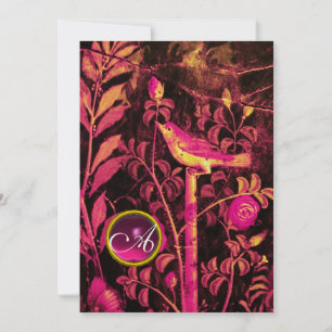 NIGHTINGALE MIT ROSEN MONOGRAMM, Rosa Schwarz Gold Einladung