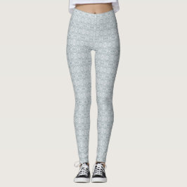 Nightingale White Abstract Acrylic Art Leggings