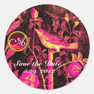 NIGHTINGING MIT ROSE MONOGRAMM Pink Yellow Black Runder Aufkleber