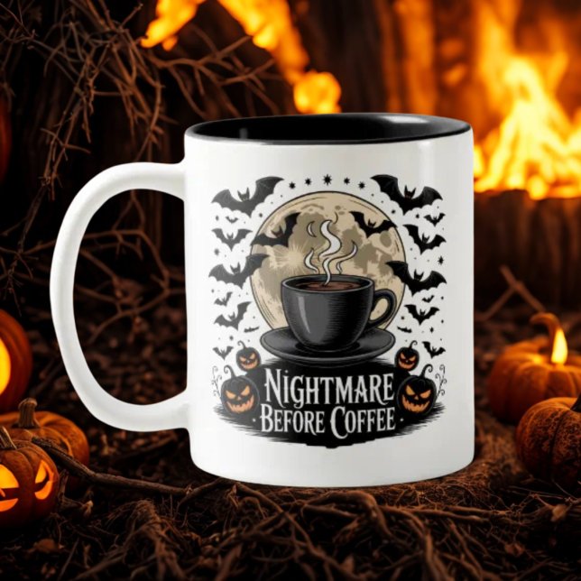 Nightmare vor dem Kaffee Spooker Herbstkaffee Love Zweifarbige Tasse (Von Creator hochgeladen)