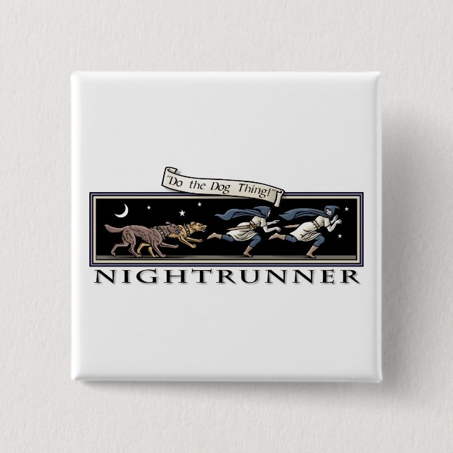 Nightrunner quadratischer Knopf Button (Vorderseite)