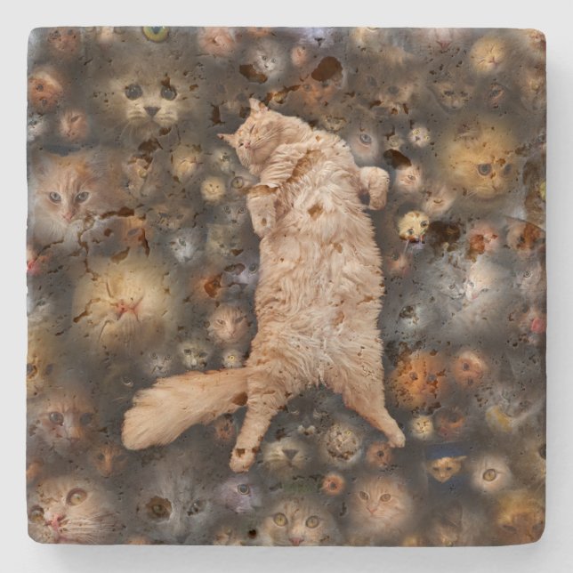 Nighty Kitty Cat, Steinuntersetzer (Vorderseite)