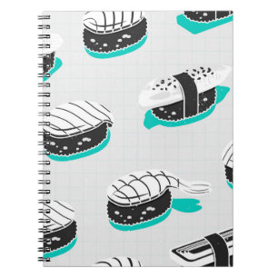 Nigiri-Sushi, Neon-Vintage-Muster. Notizblock