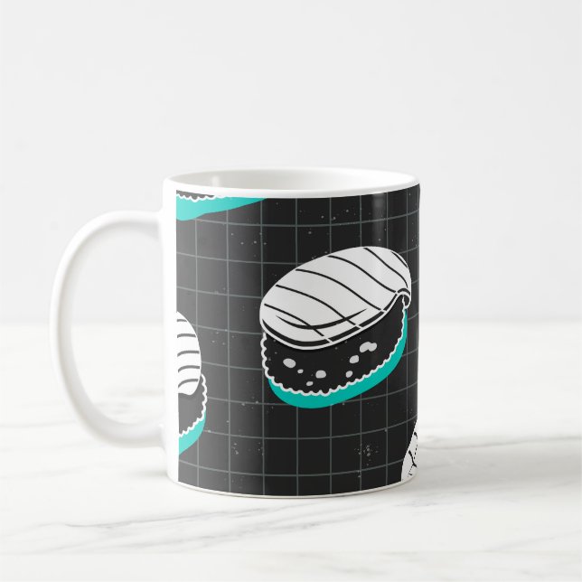 Nigiri Sushi Vintag Sketch Pattern Kaffeetasse (Links)