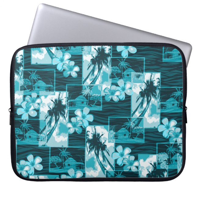 Nihau Island Hawaiianische Plumeria und Palm Tree Laptopschutzhülle (Vorderseite)
