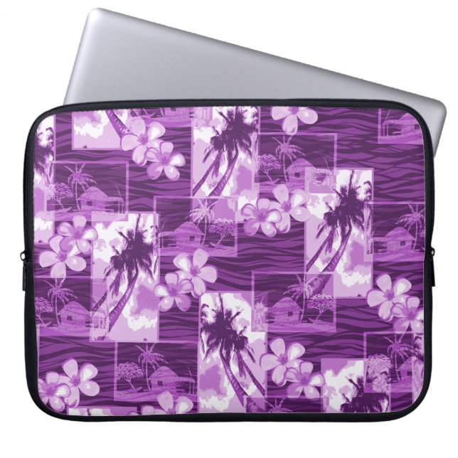 Nihau Island Hawaiianische Plumeria und Palm Tree Laptopschutzhülle (Vorderseite)