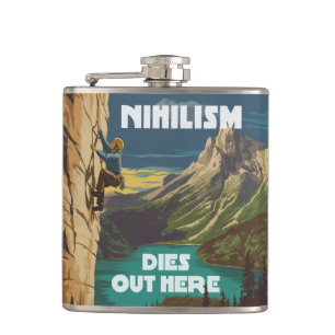 Nihilismus stirbt hier am Felsklettern Flachmann