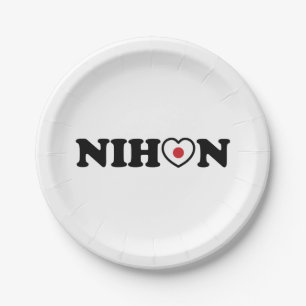 Nihon Liebe Herzenflagge Pappteller