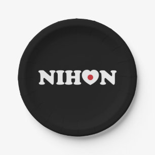 Nihon Liebe Herzenflagge Pappteller