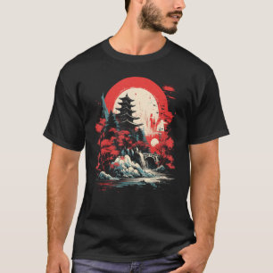Nihonga Malerei japanischen Art Waterfall Japan Fa T-Shirt