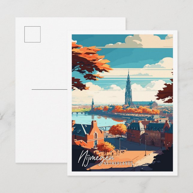 Nijmegen Niederlande Vintage Illustration Postkarte (Vorne/Hinten)