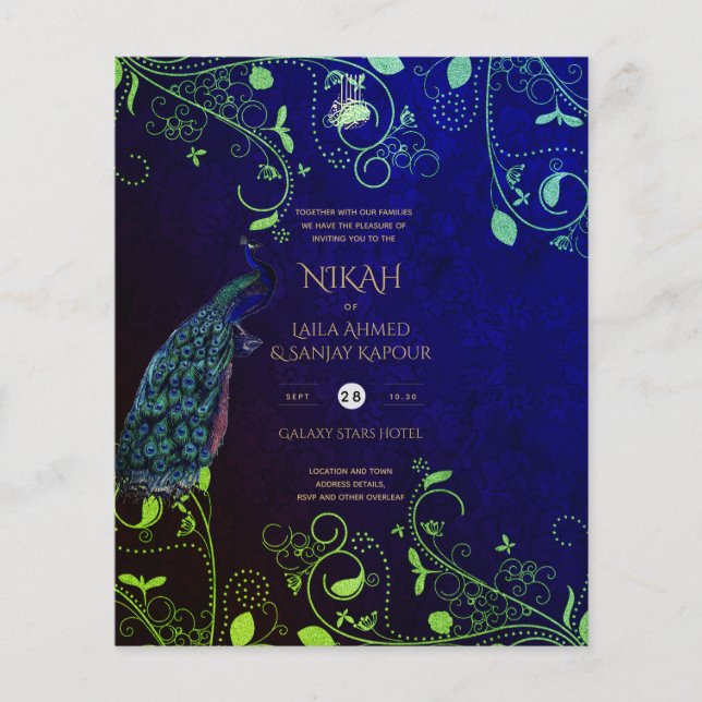 NIKAH - Blaue Hochzeitserklärung - Einladung Islam Flyer (Vorne)
