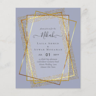 NIKAH - BUDGET-Einladungen - GOLD Glitter-Rahmen Flyer